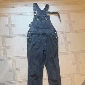 Free People Charcoal Denim Overalls